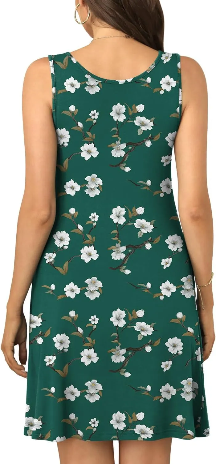 BISHUIGE Women's Summer Casual Dresses Sleeveless Round Neck Tank Dress Beach Cover Up for Bikini Swimwear Vacation