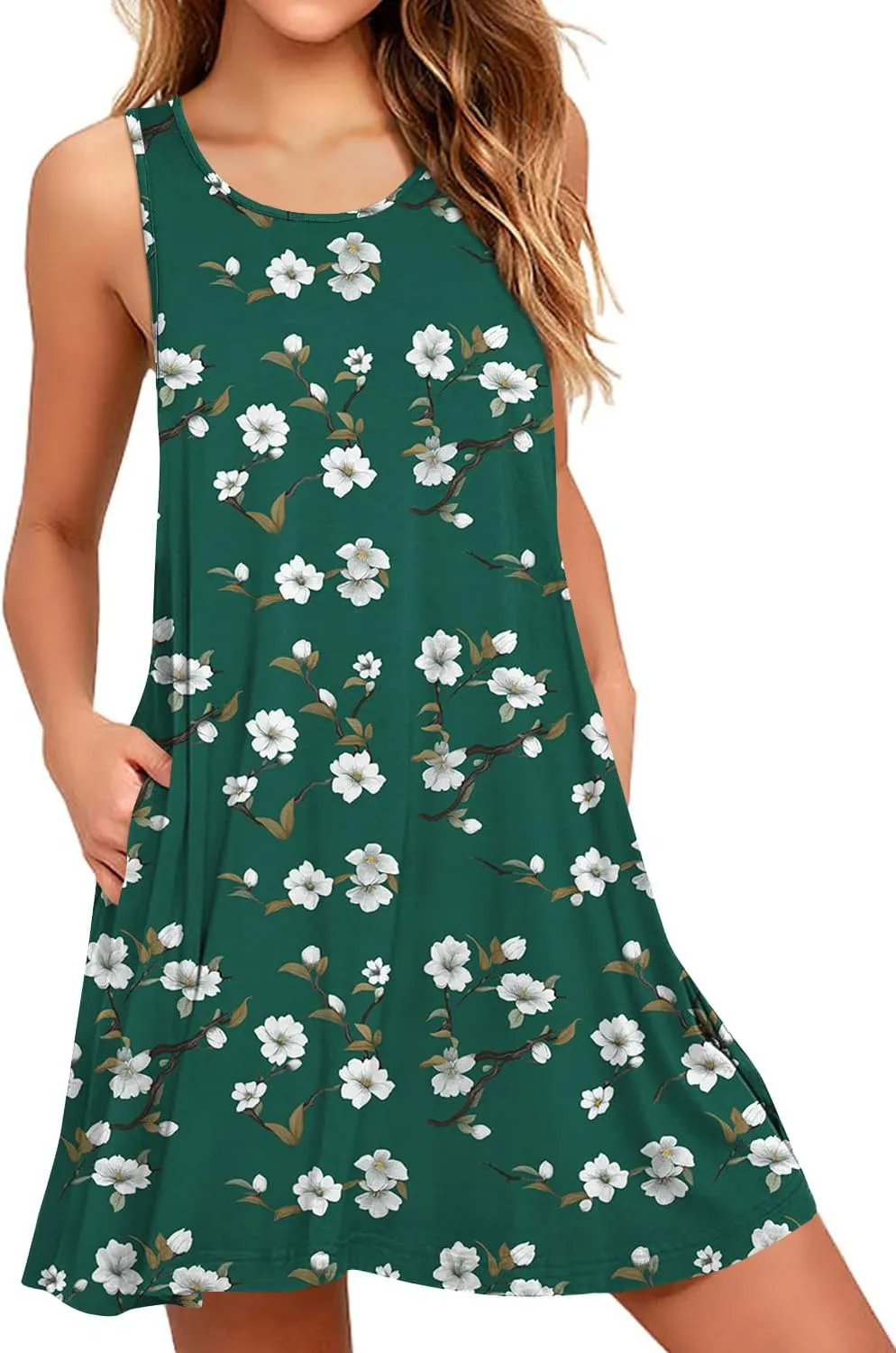 BISHUIGE Women's Summer Casual Dresses Sleeveless Round Neck Tank Dress Beach Cover Up for Bikini Swimwear Vacation