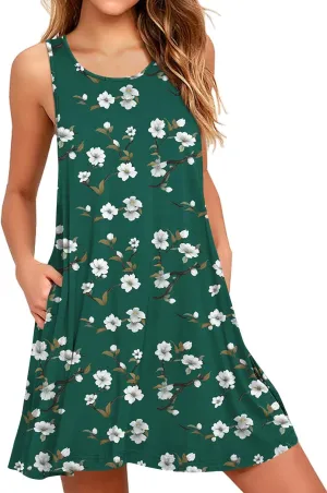 BISHUIGE Women's Summer Casual Dresses Sleeveless Round Neck Tank Dress Beach Cover Up for Bikini Swimwear Vacation