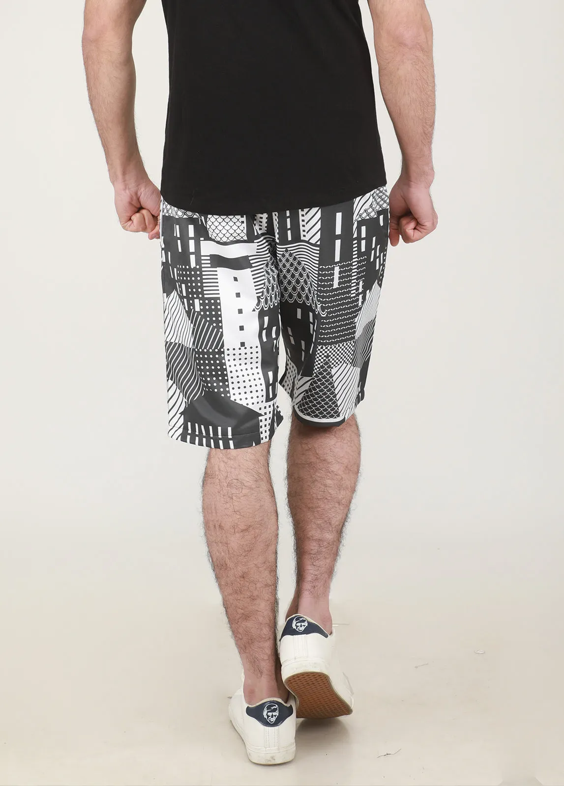 Black & White Cityscape Shorts