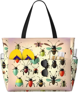 Black And White Lines Spacious Large Capacity Beach Travel Bag - Foldable Beach Bag Tote Bag With Zipper