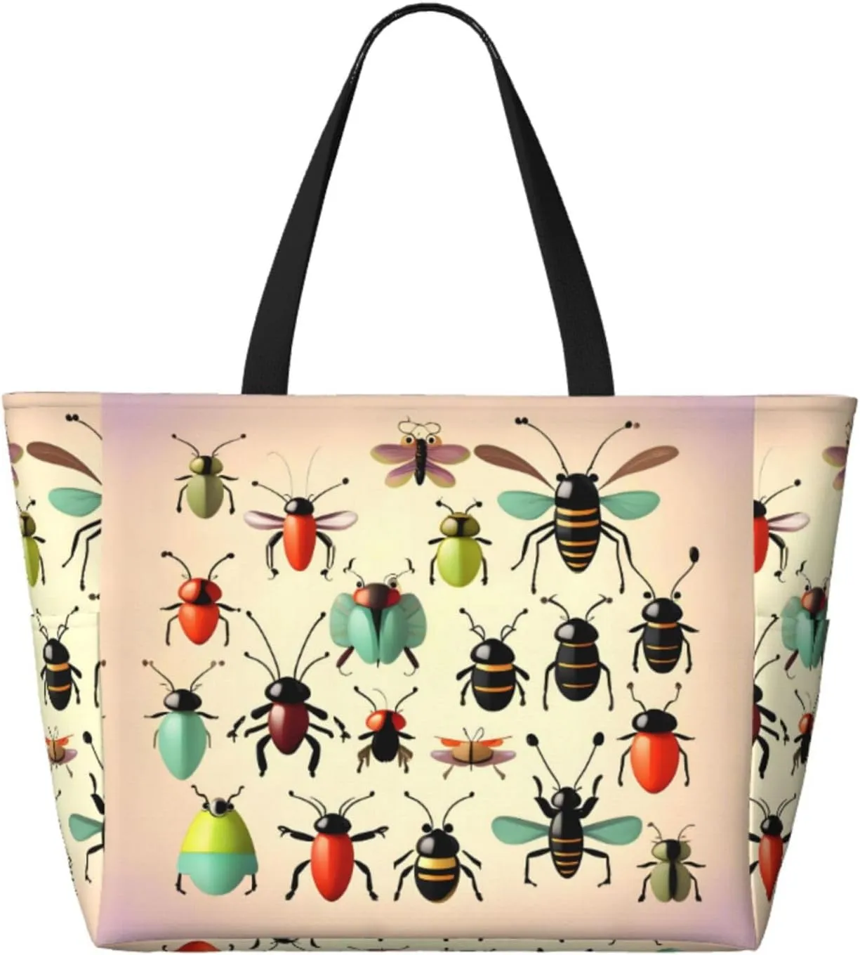 Black And White Lines Spacious Large Capacity Beach Travel Bag - Foldable Beach Bag Tote Bag With Zipper
