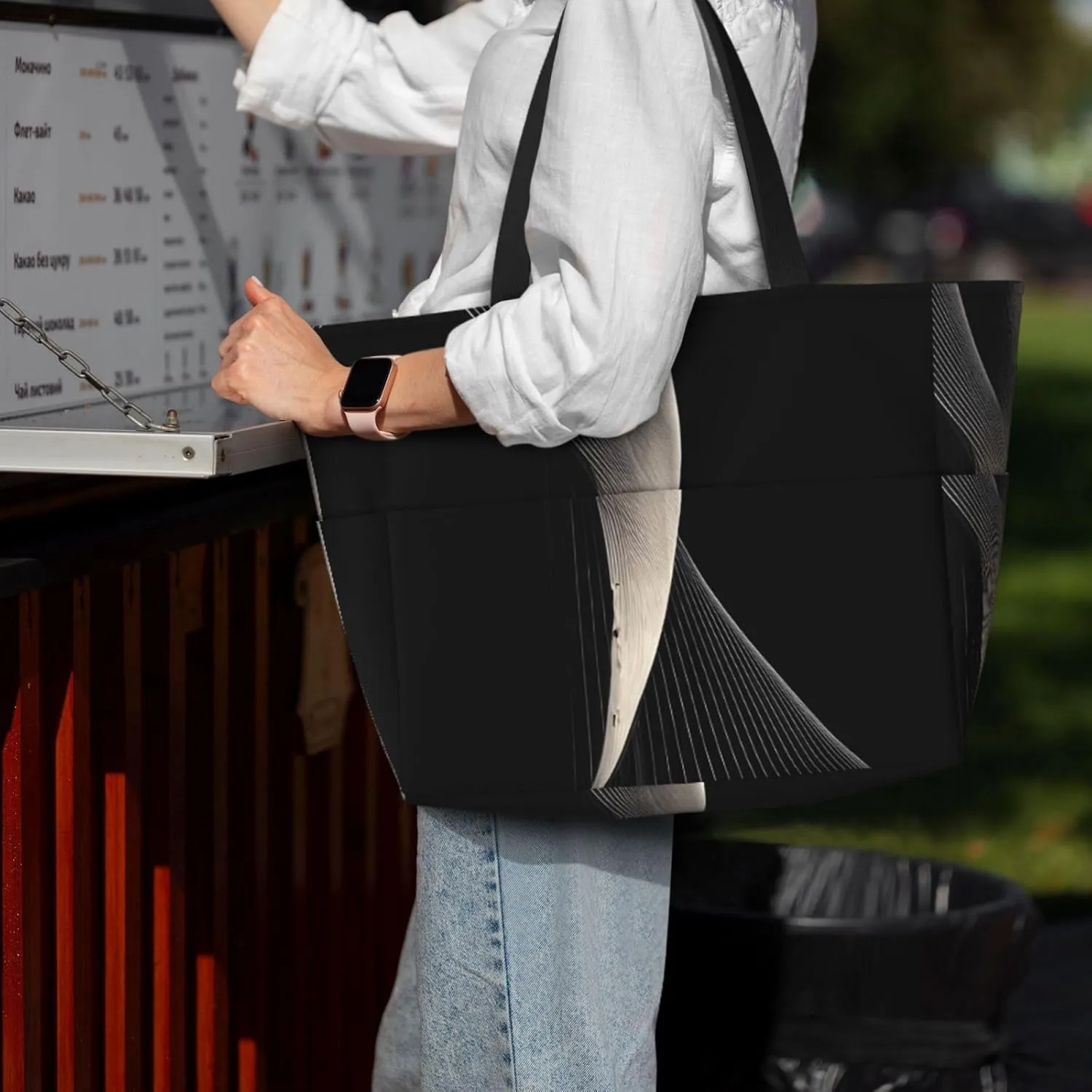 Black And White Panda Face Spacious Large Capacity Beach Travel Bag - Foldable Beach Bag Tote Bag With Zipper