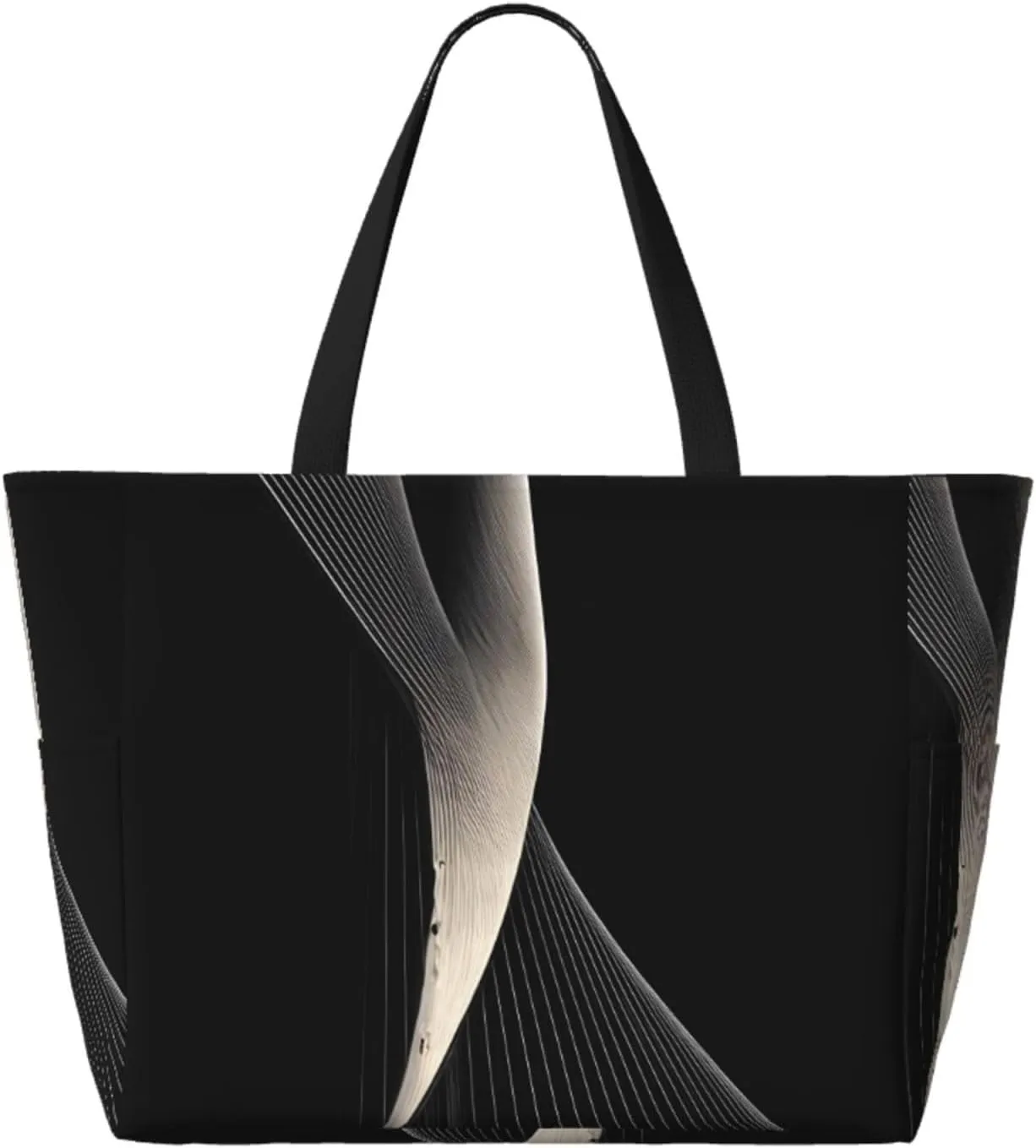 Black And White Panda Face Spacious Large Capacity Beach Travel Bag - Foldable Beach Bag Tote Bag With Zipper