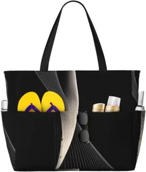 Black And White Panda Face Spacious Large Capacity Beach Travel Bag - Foldable Beach Bag Tote Bag With Zipper