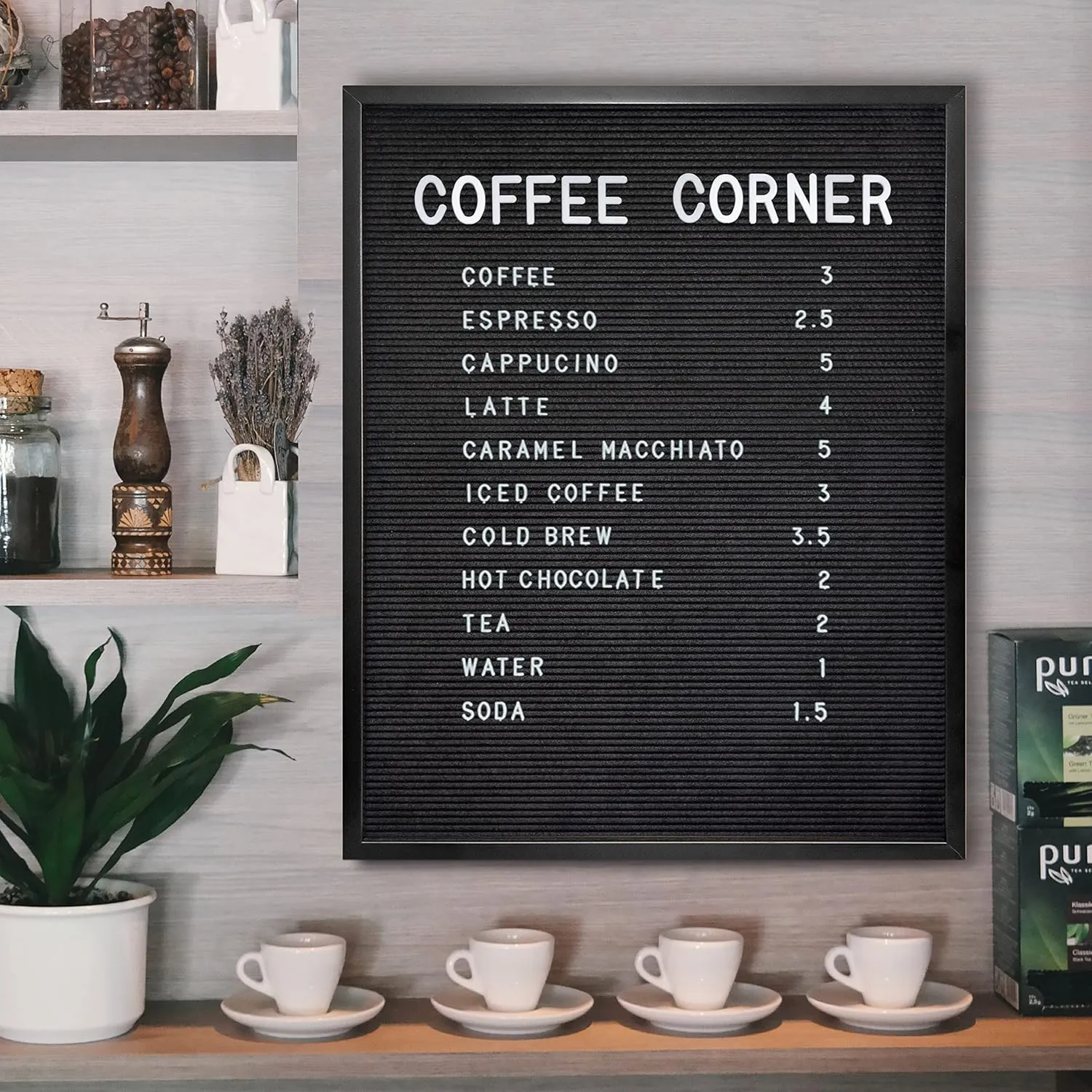 Black Large Letter Board 24x30 Inch, Big Felt Menu Board, Large Felt Letter Board, Menu Board, Message Board, Black Sign Display