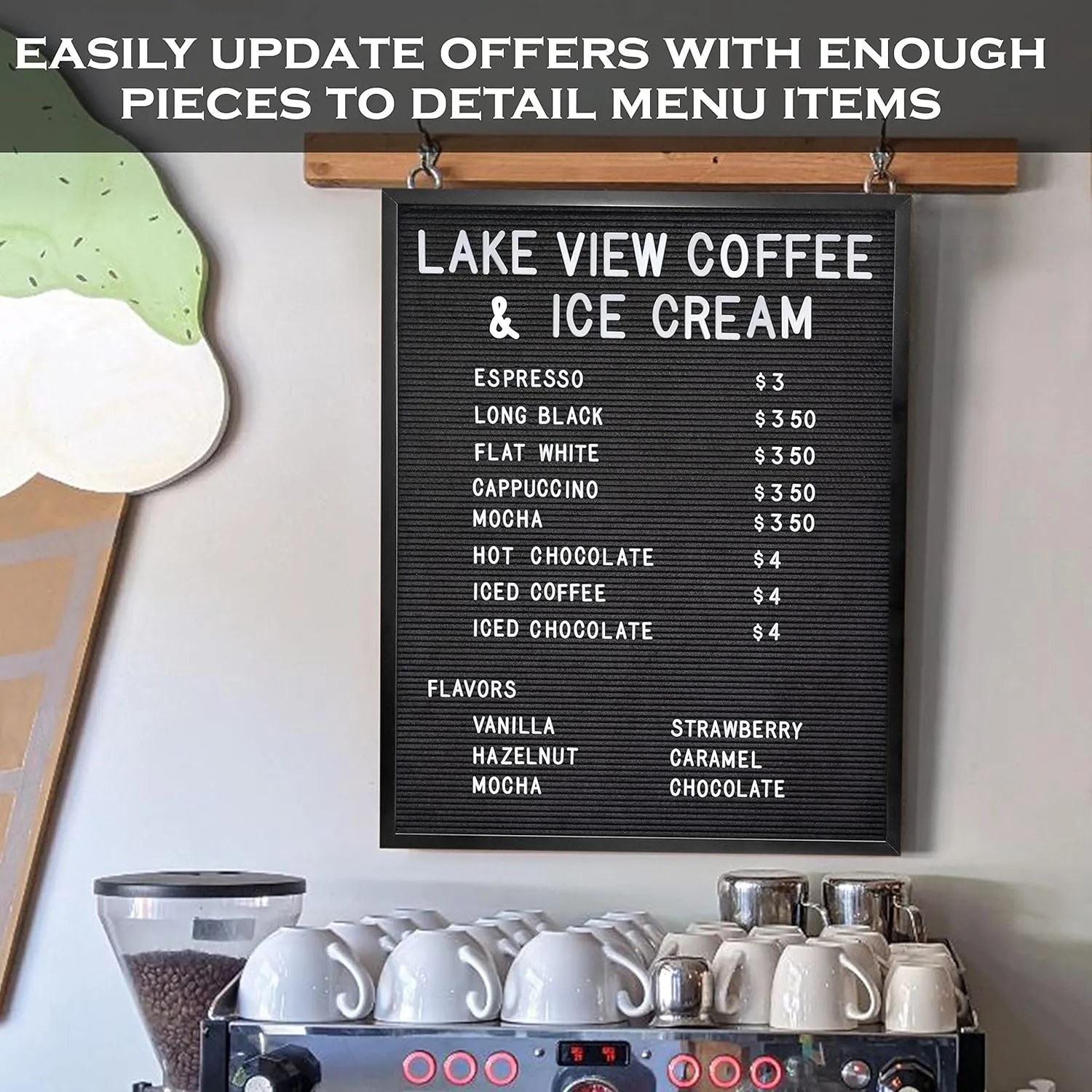 Black Large Letter Board 24x30 Inch, Big Felt Menu Board, Large Felt Letter Board, Menu Board, Message Board, Black Sign Display