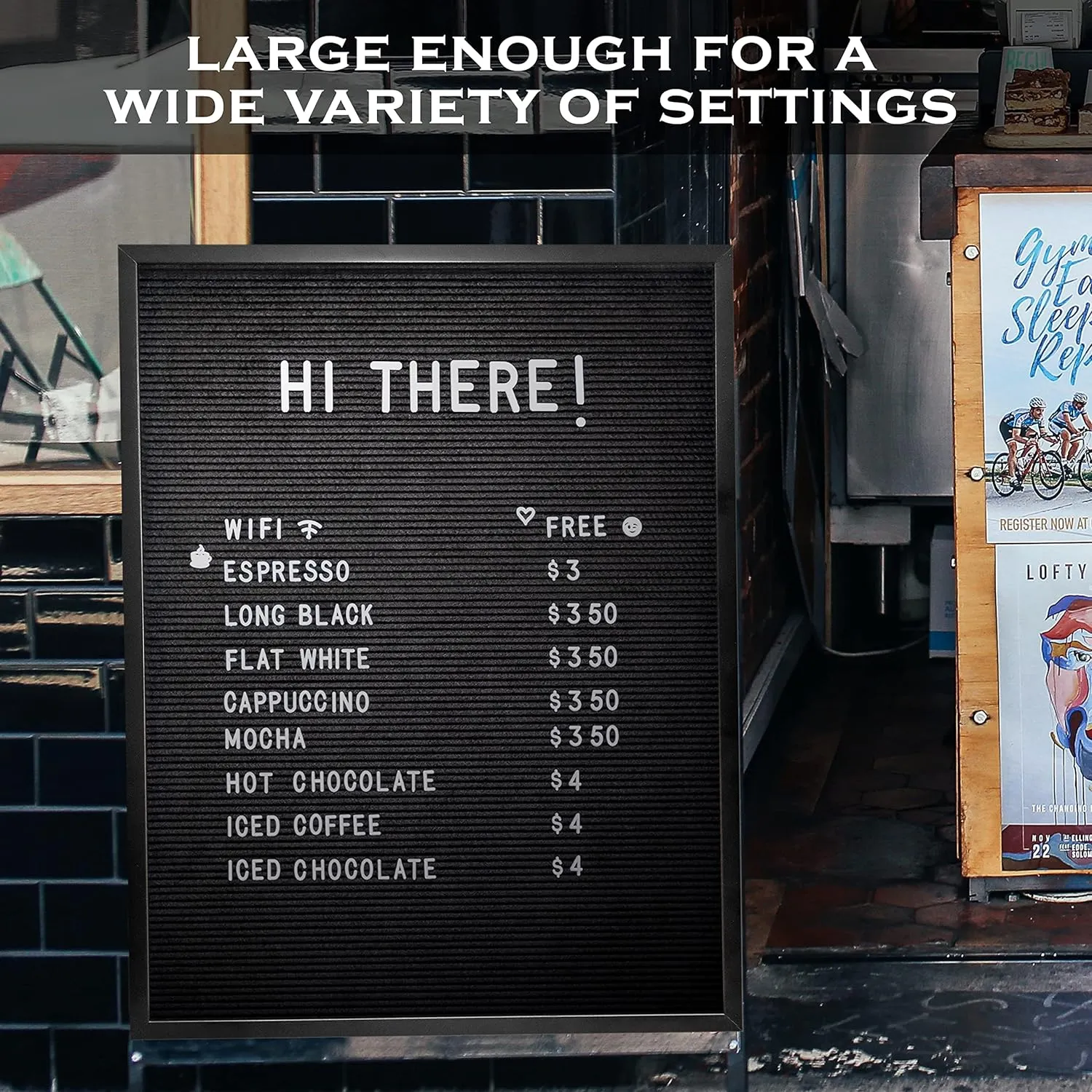 Black Large Letter Board 24x30 Inch, Big Felt Menu Board, Large Felt Letter Board, Menu Board, Message Board, Black Sign Display