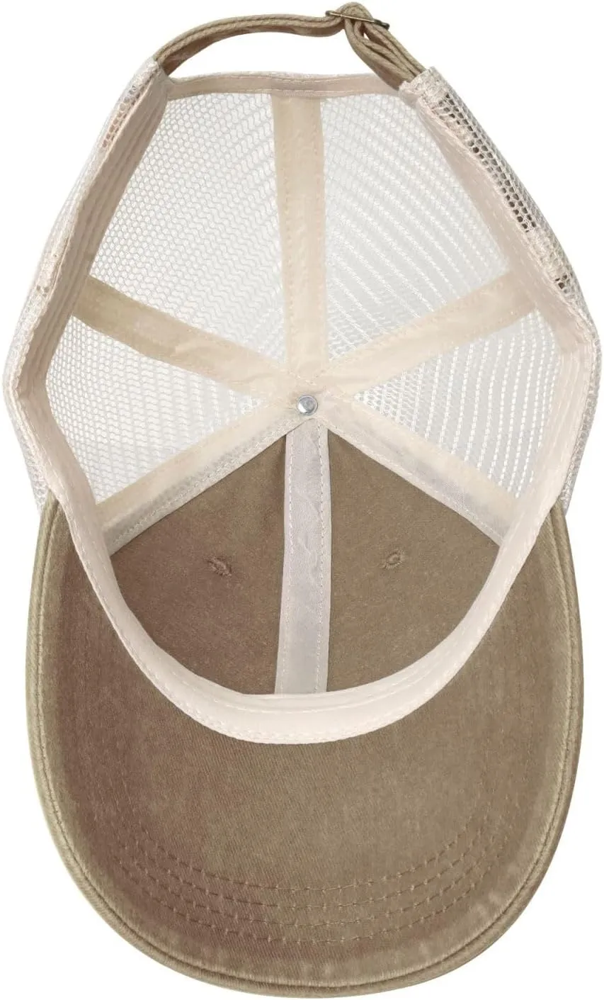 Black Men Women Denim Mesh Baseball Cap - London Black Cab Print Breathable Trucker Hat, for Casual Outdoor Sunshade Caps