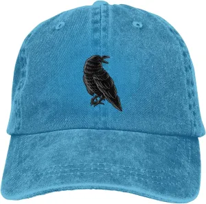 Black Raven Baseball Cap for Men Women Hats Adjustable Denim Hat Dad Hat