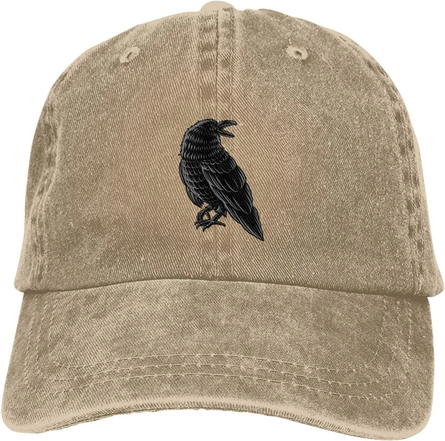 Black Raven Baseball Cap for Men Women Hats Adjustable Denim Hat Dad Hat