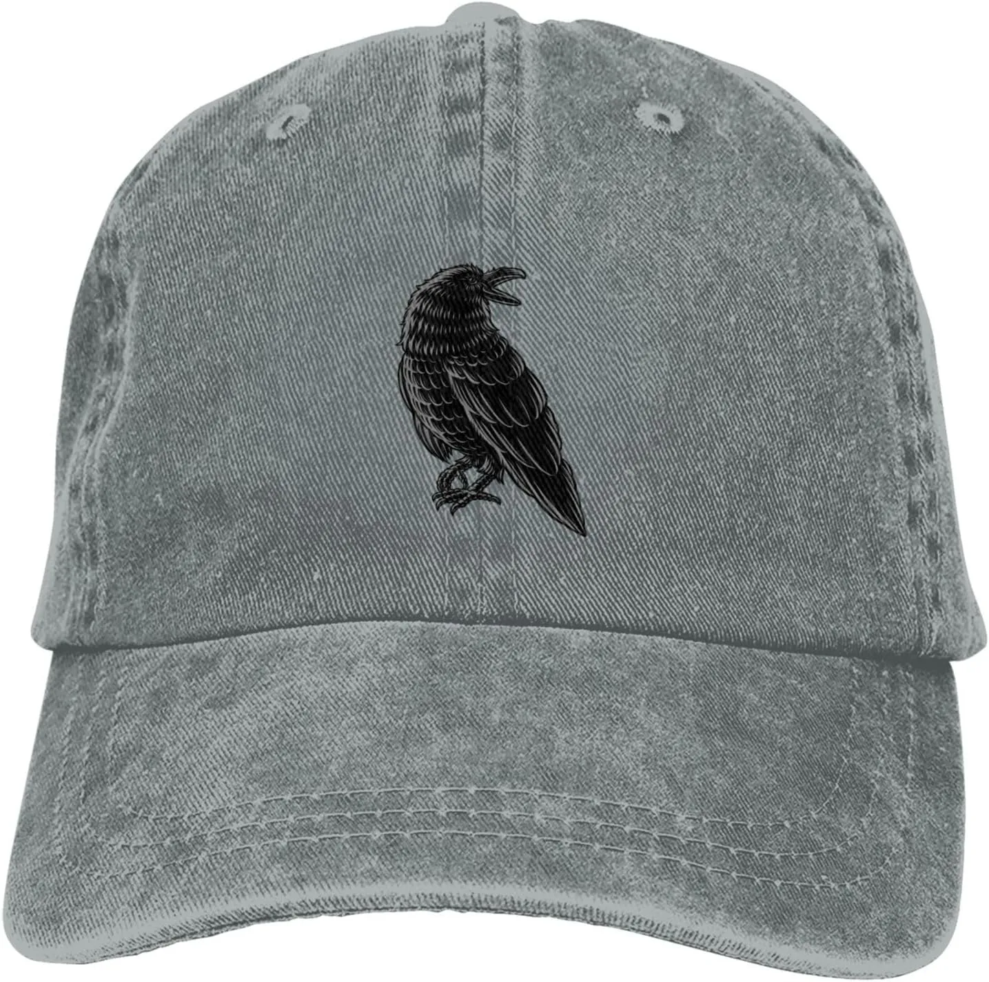 Black Raven Baseball Cap for Men Women Hats Adjustable Denim Hat Dad Hat