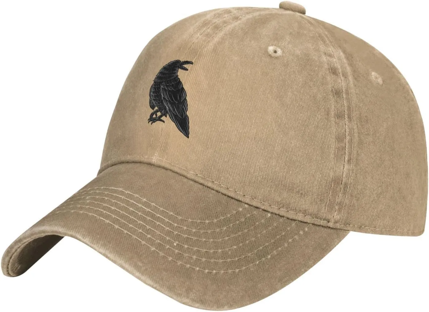 Black Raven Baseball Cap for Men Women Hats Adjustable Denim Hat Dad Hat