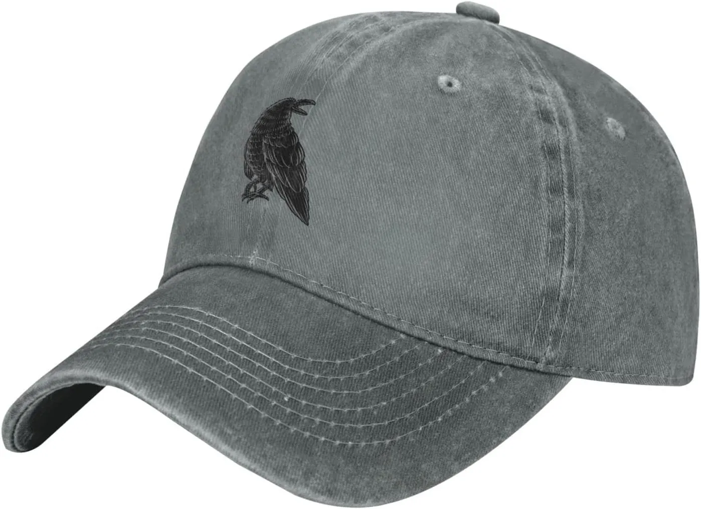 Black Raven Baseball Cap for Men Women Hats Adjustable Denim Hat Dad Hat