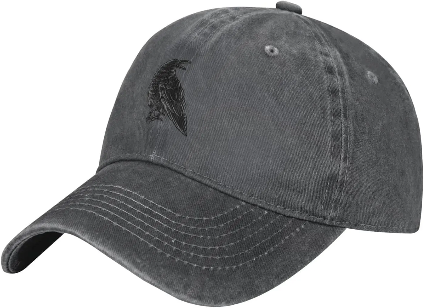 Black Raven Baseball Cap for Men Women Hats Adjustable Denim Hat Dad Hat