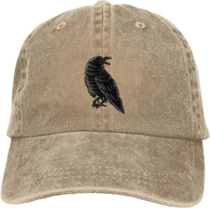 Black Raven Baseball Cap for Men Women Hats Adjustable Denim Hat Dad Hat