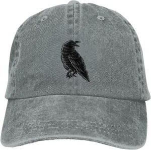 Black Raven Baseball Cap for Men Women Hats Adjustable Denim Hat Dad Hat