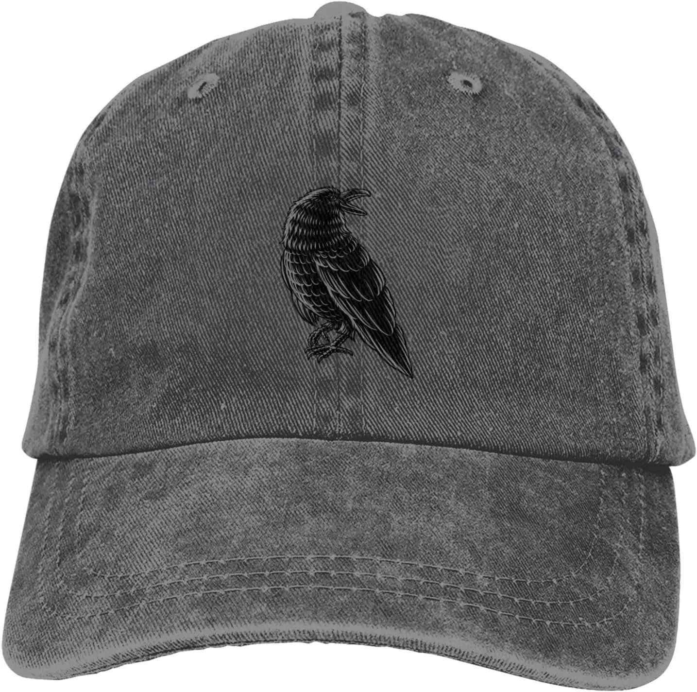 Black Raven Baseball Cap for Men Women Hats Adjustable Denim Hat Dad Hat