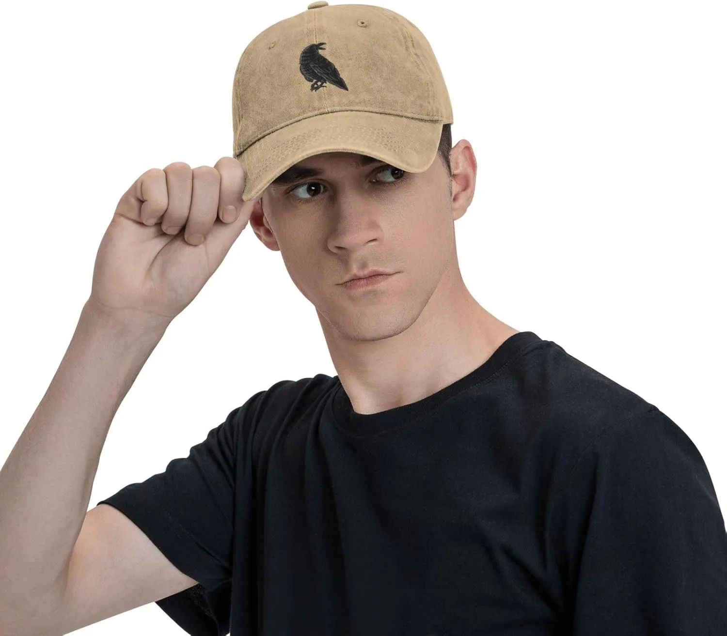 Black Raven Baseball Cap for Men Women Hats Adjustable Denim Hat Dad Hat