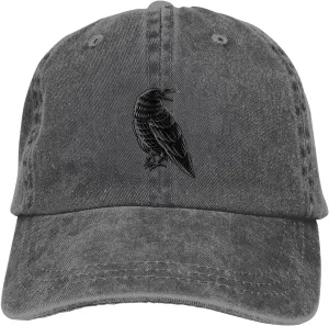 Black Raven Baseball Cap for Men Women Hats Adjustable Denim Hat Dad Hat