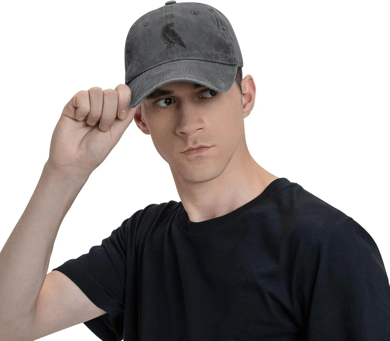 Black Raven Baseball Cap for Men Women Hats Adjustable Denim Hat Dad Hat