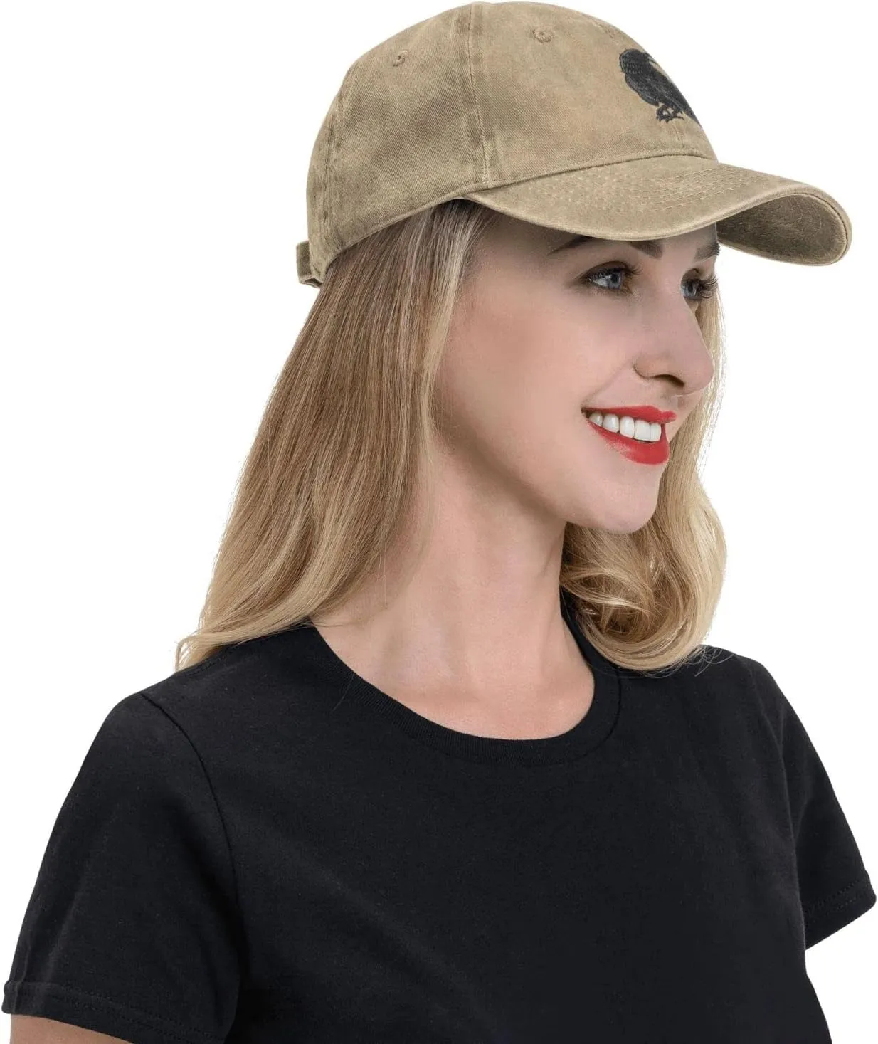 Black Raven Baseball Cap for Men Women Hats Adjustable Denim Hat Dad Hat