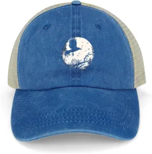 Black Raven Crow Bird Under The Moon Casual Adult Baseball Cap Adjustable Hollow Denim Hats Retro Trucker Curved Caps