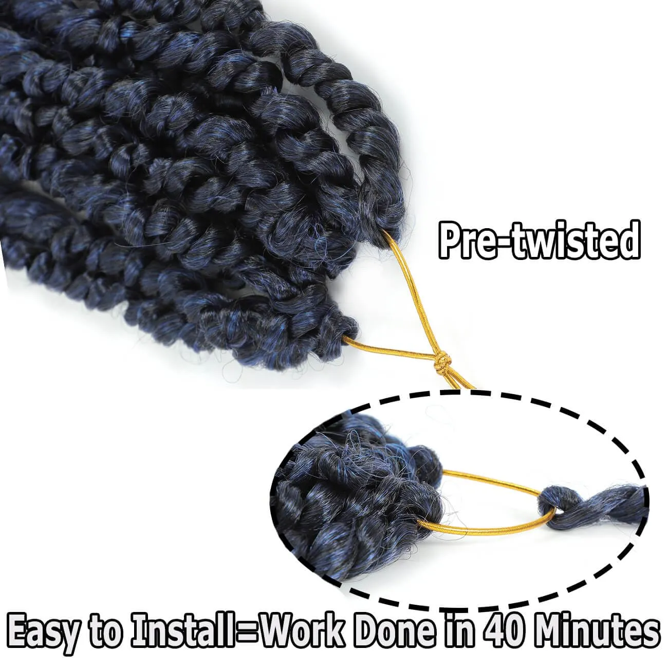 Blue Pretwisted Passion Twist Crochet Hair 14 Inch 8 Packs Pre-looped Ombre Blue Crochet Hair Water Wave Passion Twist Braiding Hair Extensions for Black Women