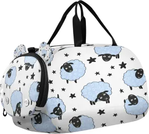 Blue Sheep Kids Overnight Sports Duffel Bags with Shoe Compartment & Wet Pocket Travel Sport Gym Bag for Girls Boys
