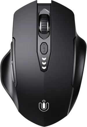 Bluetooth Mouse,[Upgraded] Rechargeable Wireless Mouse (BT 5.0/4.0 2.4G Hz),Computer Mouse with Visible Battery Level, 4 Adjustable DPI, Portable PC Mouse for MacBook Chromebook,Black