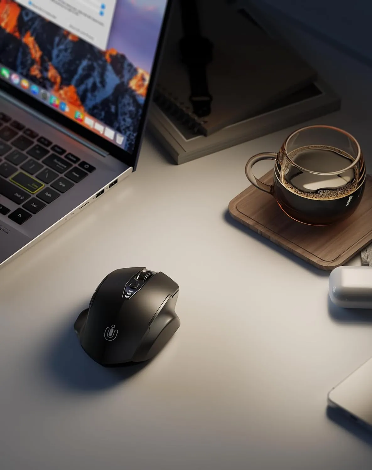 Bluetooth Mouse,[Upgraded] Rechargeable Wireless Mouse (BT 5.0/4.0 2.4G Hz),Computer Mouse with Visible Battery Level, 4 Adjustable DPI, Portable PC Mouse for MacBook Chromebook,Black