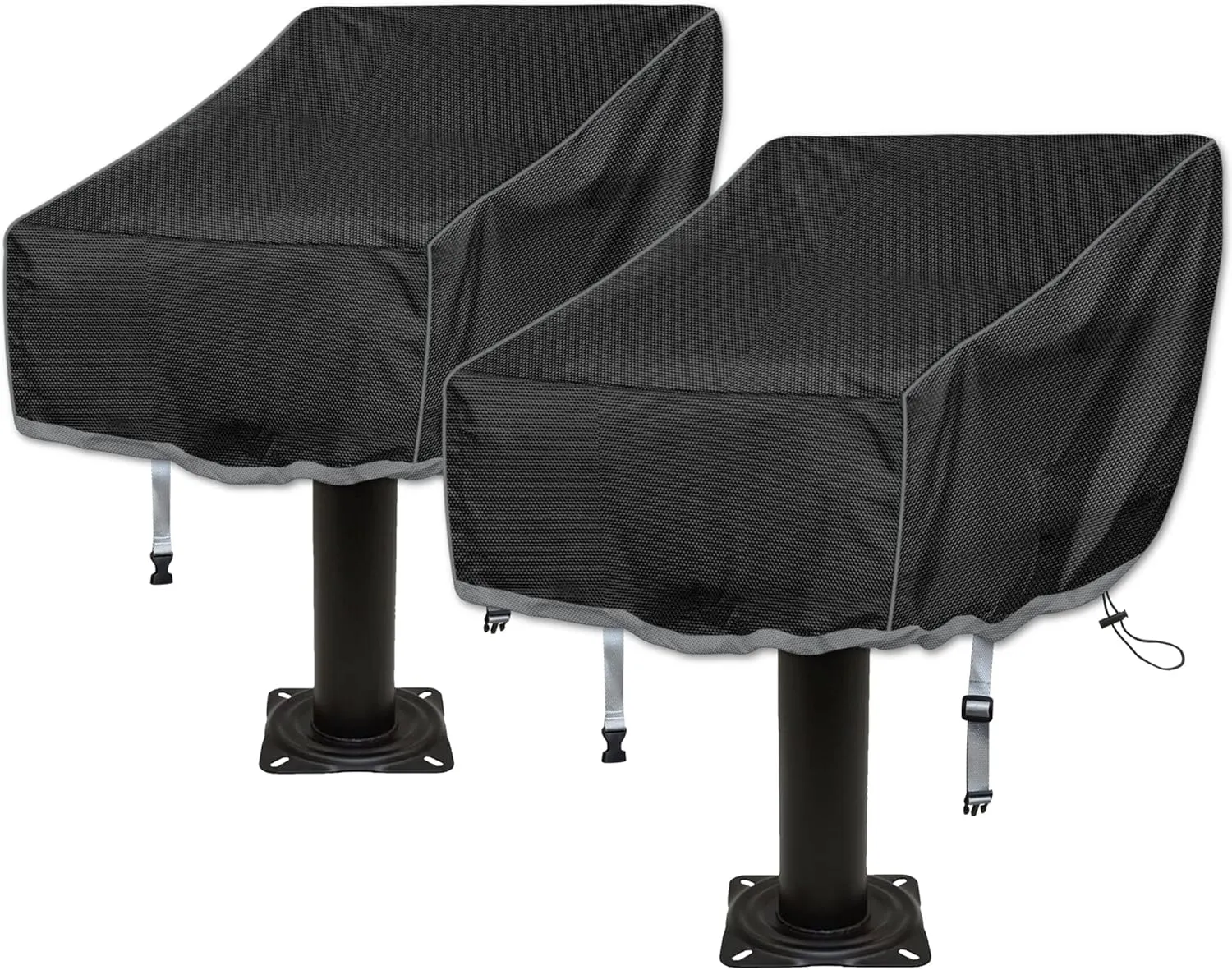 Boat Folding Seat Cover, 2 Pack 600D Waterproof Fishing Chair Cover, Outdoor Waterproof Pedestal Pontoon Captain Boat Bench Chair Seat, 20" L x 19" W x 14" H Black