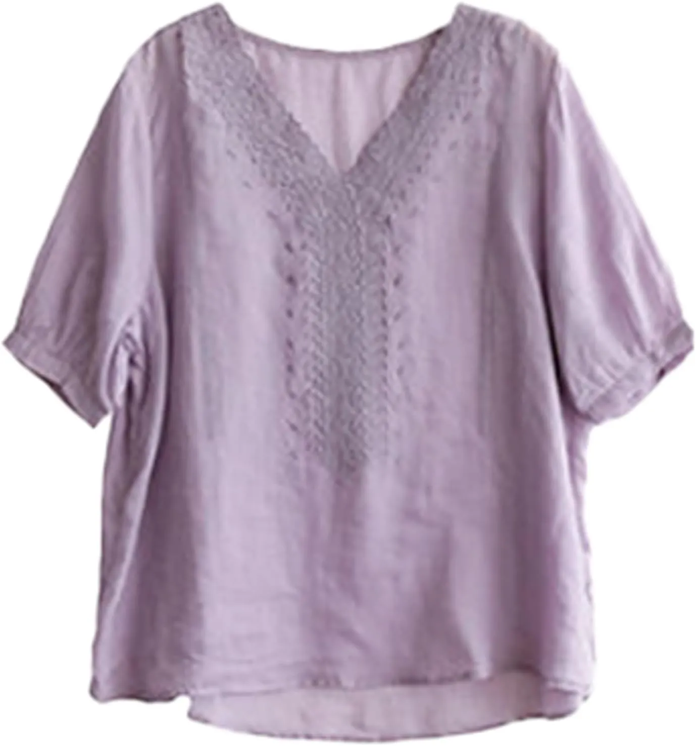 Boho Tops for Women Cotton Linen Blouse Cute Tunics Tops Embroidered Bohemia Shirts Loose Fit Vacation Western Top