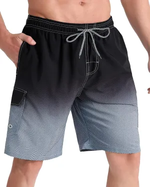 BOJIN Mens Swim Trunks 9" Quick Dry Stretch Swim Shorts Mesh Lining Bathing Suits Swimwear Beach Shorts with Pockets