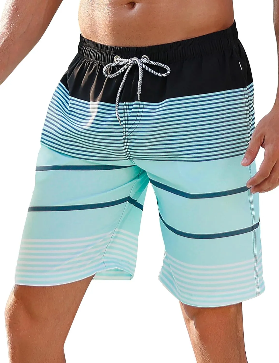 BOJIN Mens Swim Trunks 9" Quick Dry Stretch Swim Shorts Mesh Lining Bathing Suits Swimwear Beach Shorts with Pockets