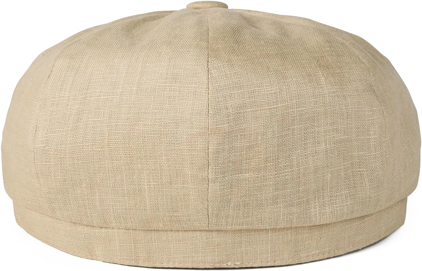 BOTVELA Men's Linen Newsboy Cap Herringbone Breathable Summer Hat