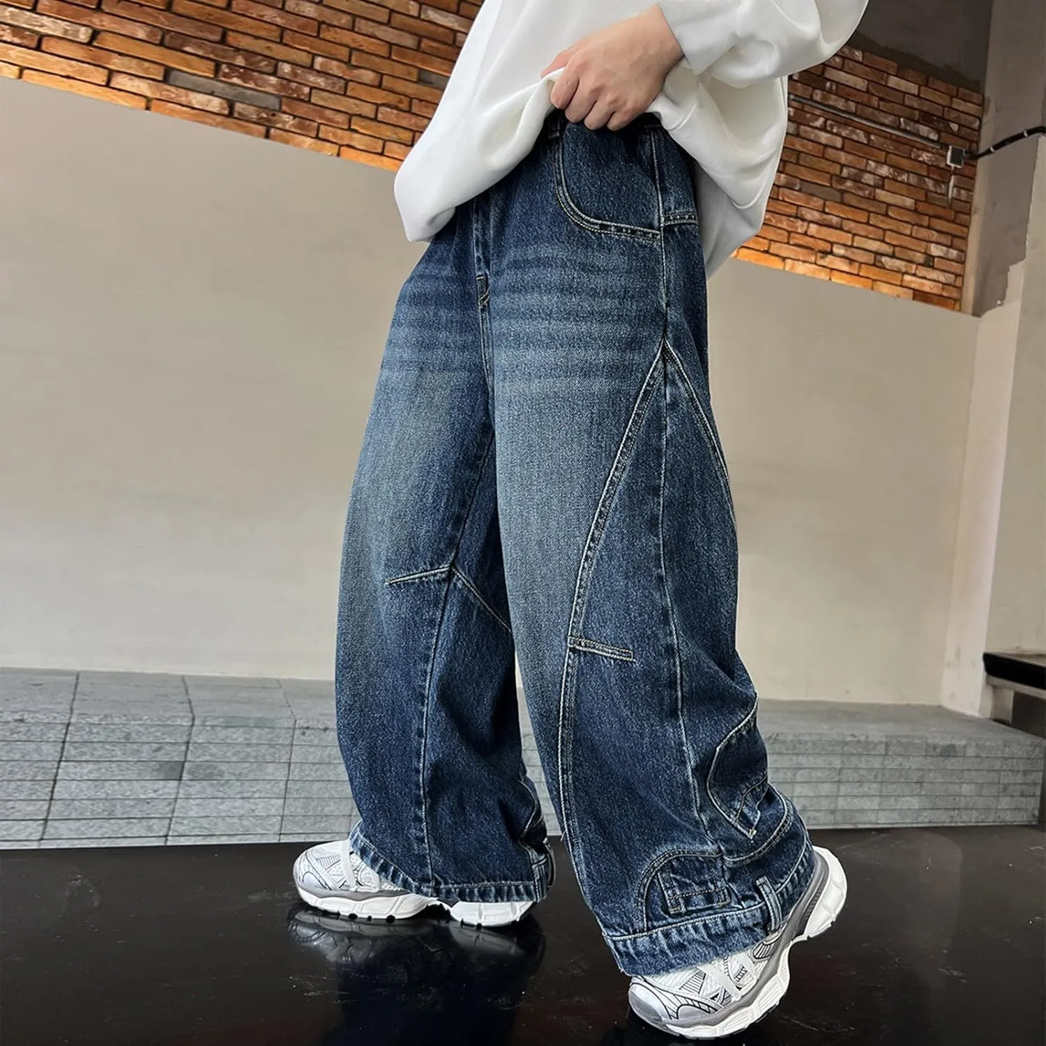 Boys Baggy Jeans Kids Y2K Casual Straight Wide Leg Cargo Jeans Loose Denim Pants Trousers 5 6 7 8 9 10 12