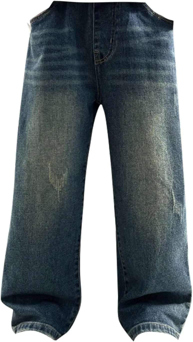 Boys Baggy Jeans Kids Y2K Casual Straight Wide Leg Cargo Jeans Loose Denim Pants Trousers 5 6 7 8 9 10 12