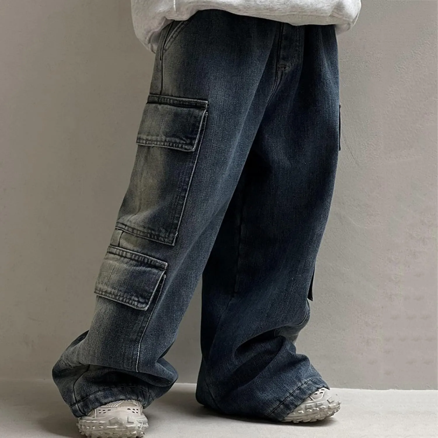 Boys Baggy Jeans Kids Y2K Casual Straight Wide Leg Cargo Jeans Loose Denim Pants Trousers 5 6 7 8 9 10 12