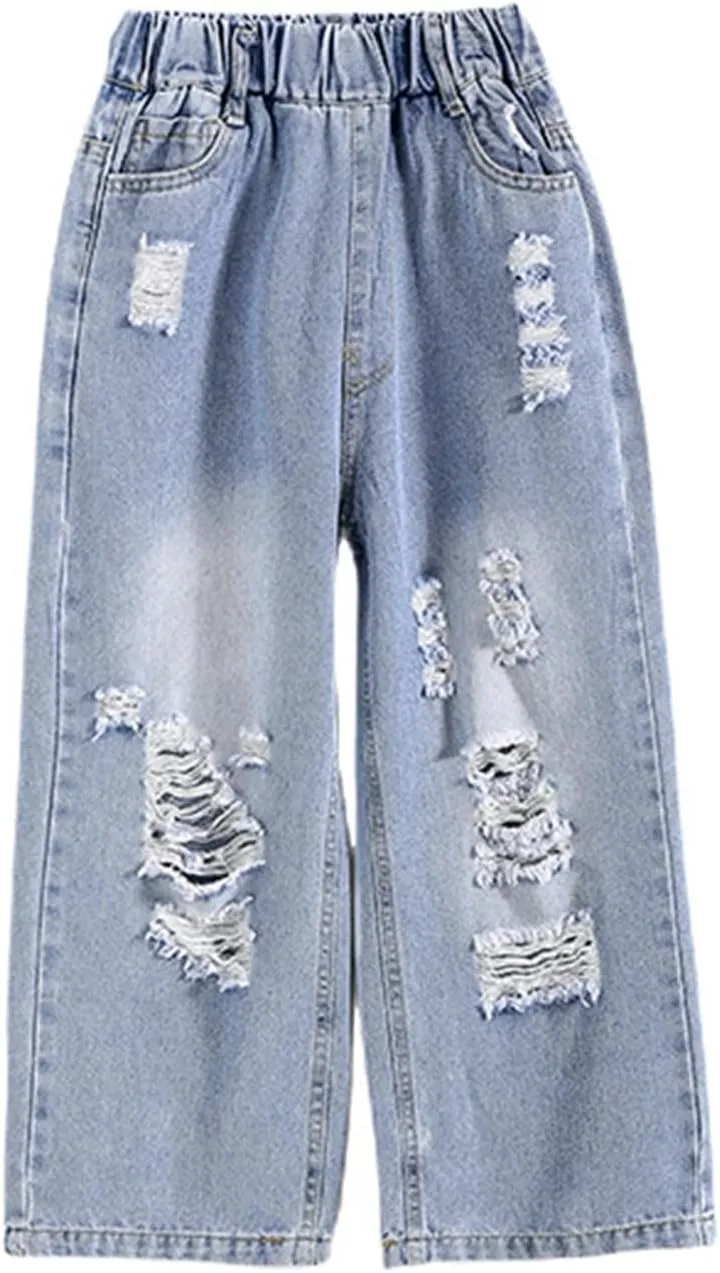 Boys Baggy Jeans Kids Y2K Casual Straight Wide Leg Cargo Jeans Loose Denim Pants Trousers 5 6 7 8 9 10 12