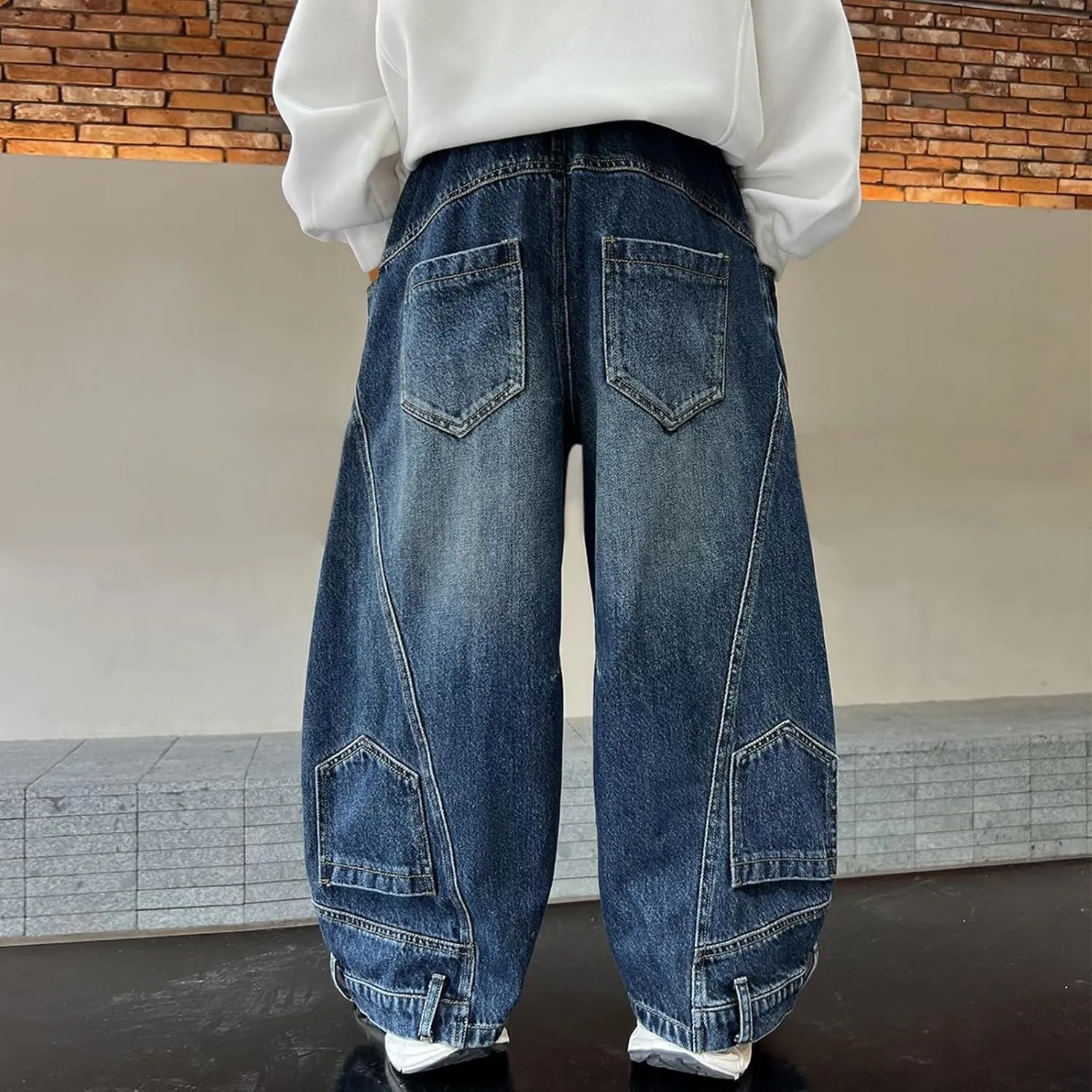 Boys Baggy Jeans Kids Y2K Casual Straight Wide Leg Cargo Jeans Loose Denim Pants Trousers 5 6 7 8 9 10 12