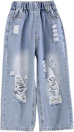 Boys Baggy Jeans Kids Y2K Casual Straight Wide Leg Cargo Jeans Loose Denim Pants Trousers 5 6 7 8 9 10 12