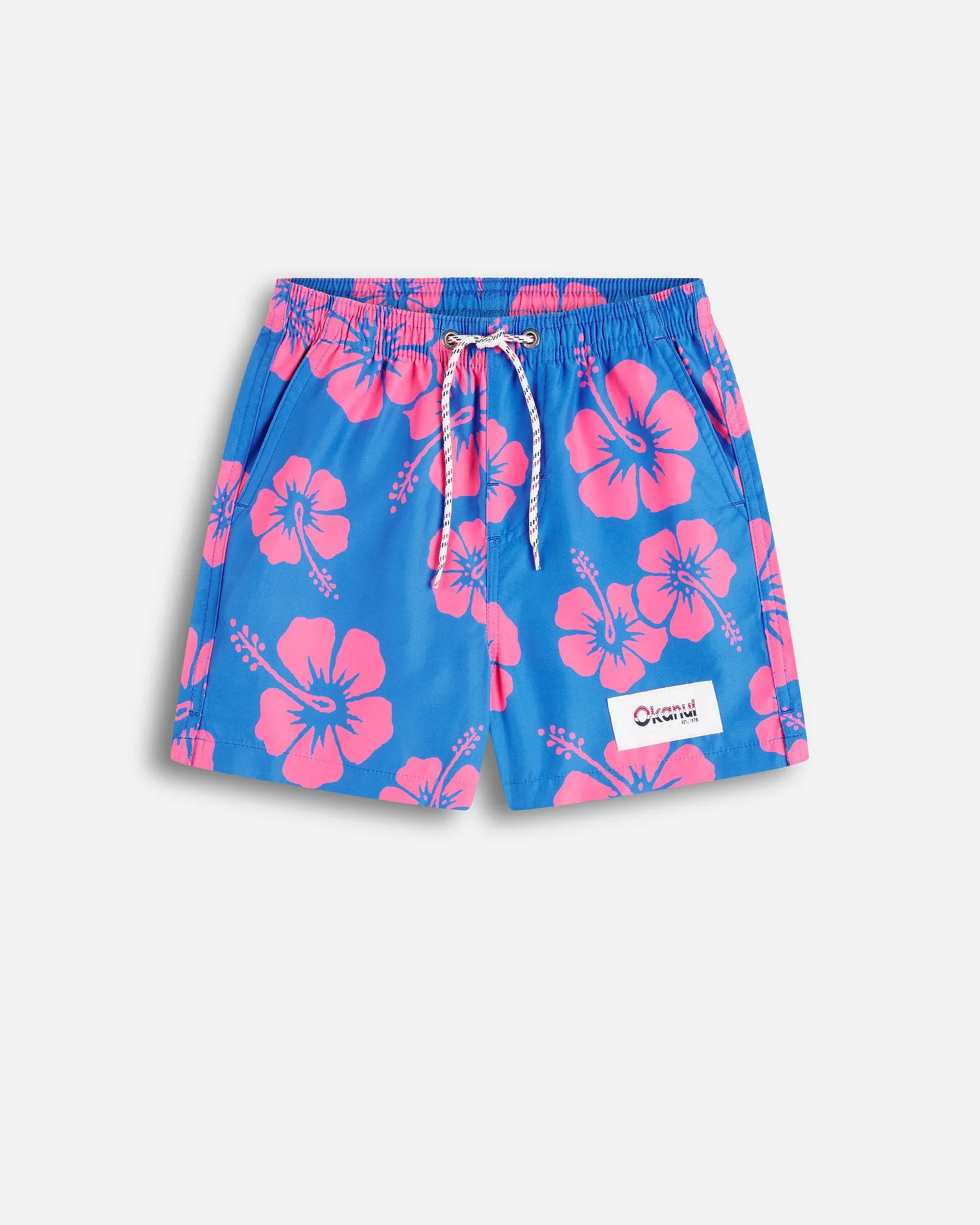 Boys Classic Swim Short - Hibiscus Duo Blue Pink