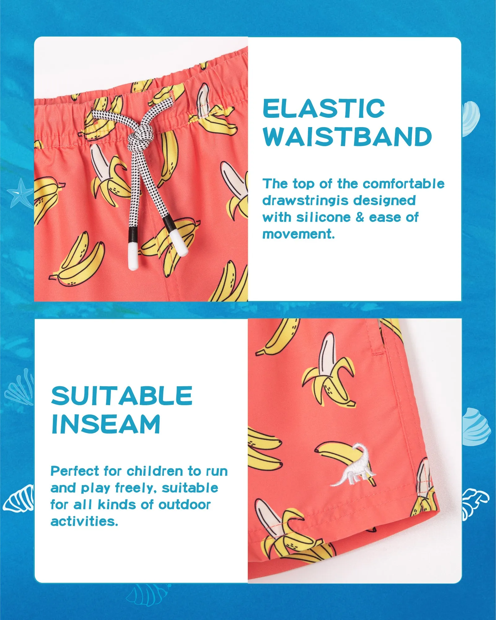 Boys Quick Dry Chemical Free Mesh Swim Trunks With Pockets