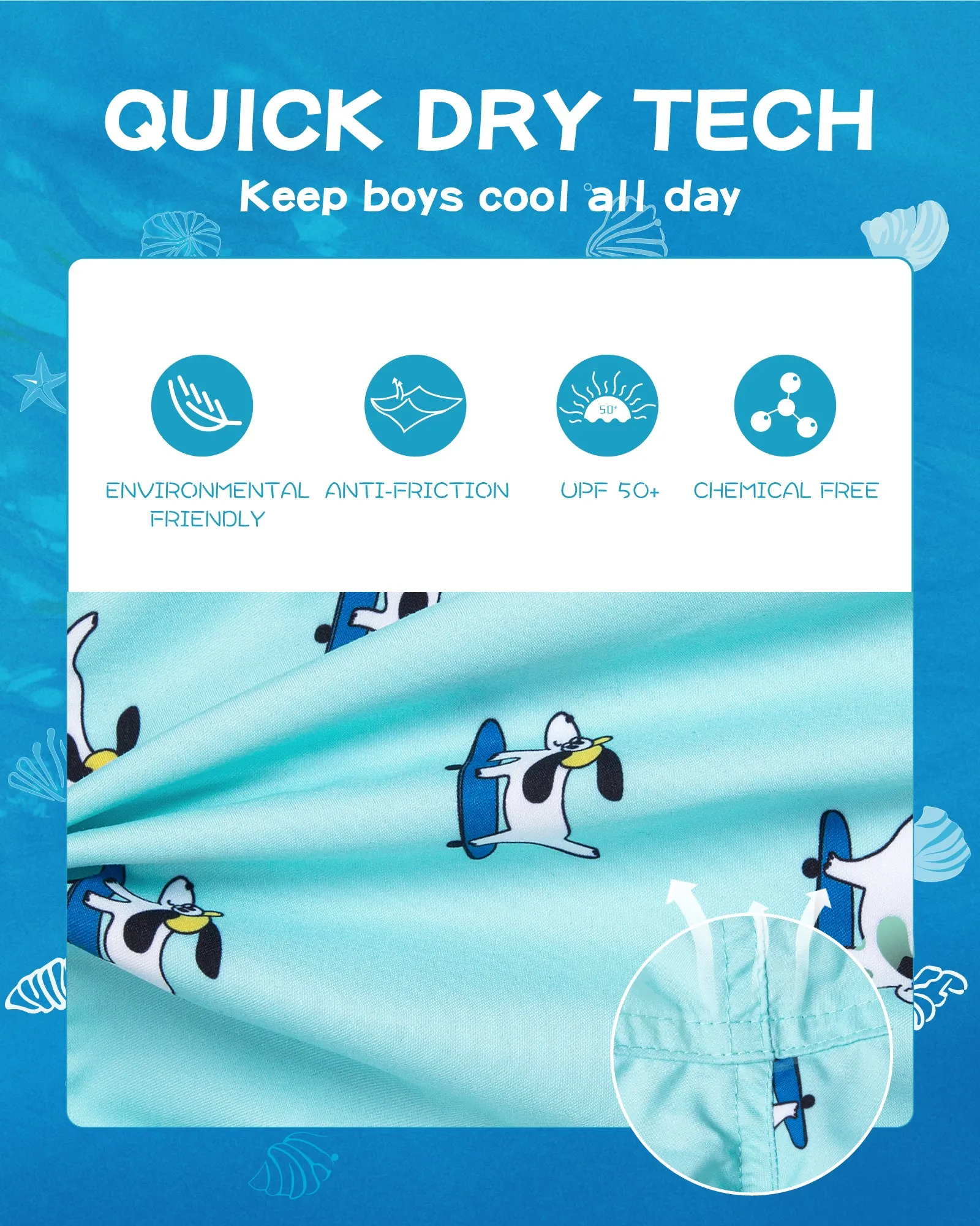 Boys Quick Dry Chemical Free Mesh Swim Trunks With Pockets