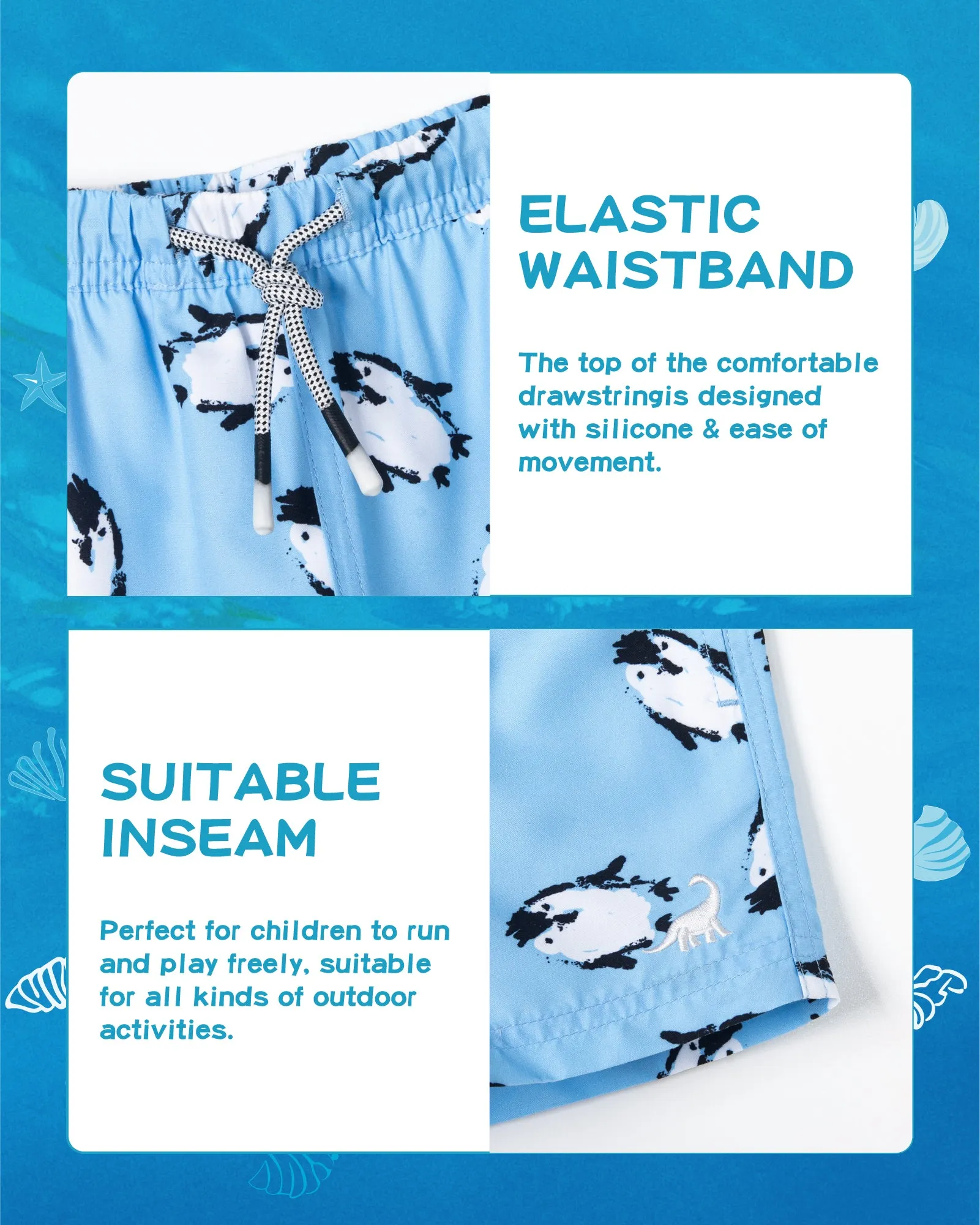 Boys Quick Dry Chemical Free Mesh Swim Trunks With Pockets