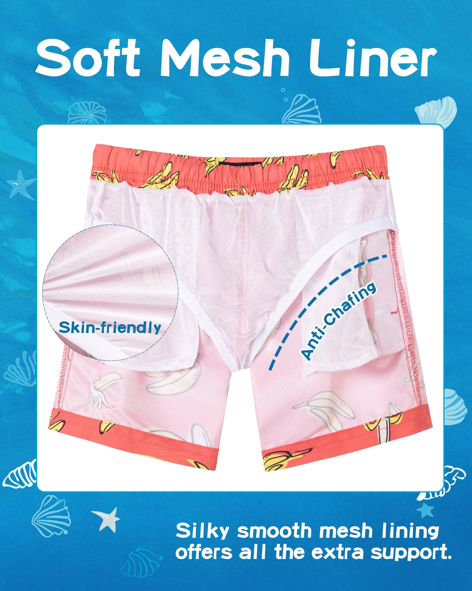 Boys Quick Dry Chemical Free Mesh Swim Trunks With Pockets
