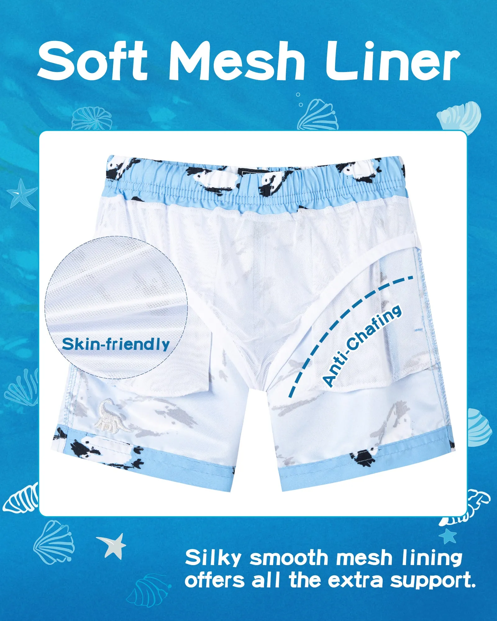 Boys Quick Dry Chemical Free Mesh Swim Trunks With Pockets