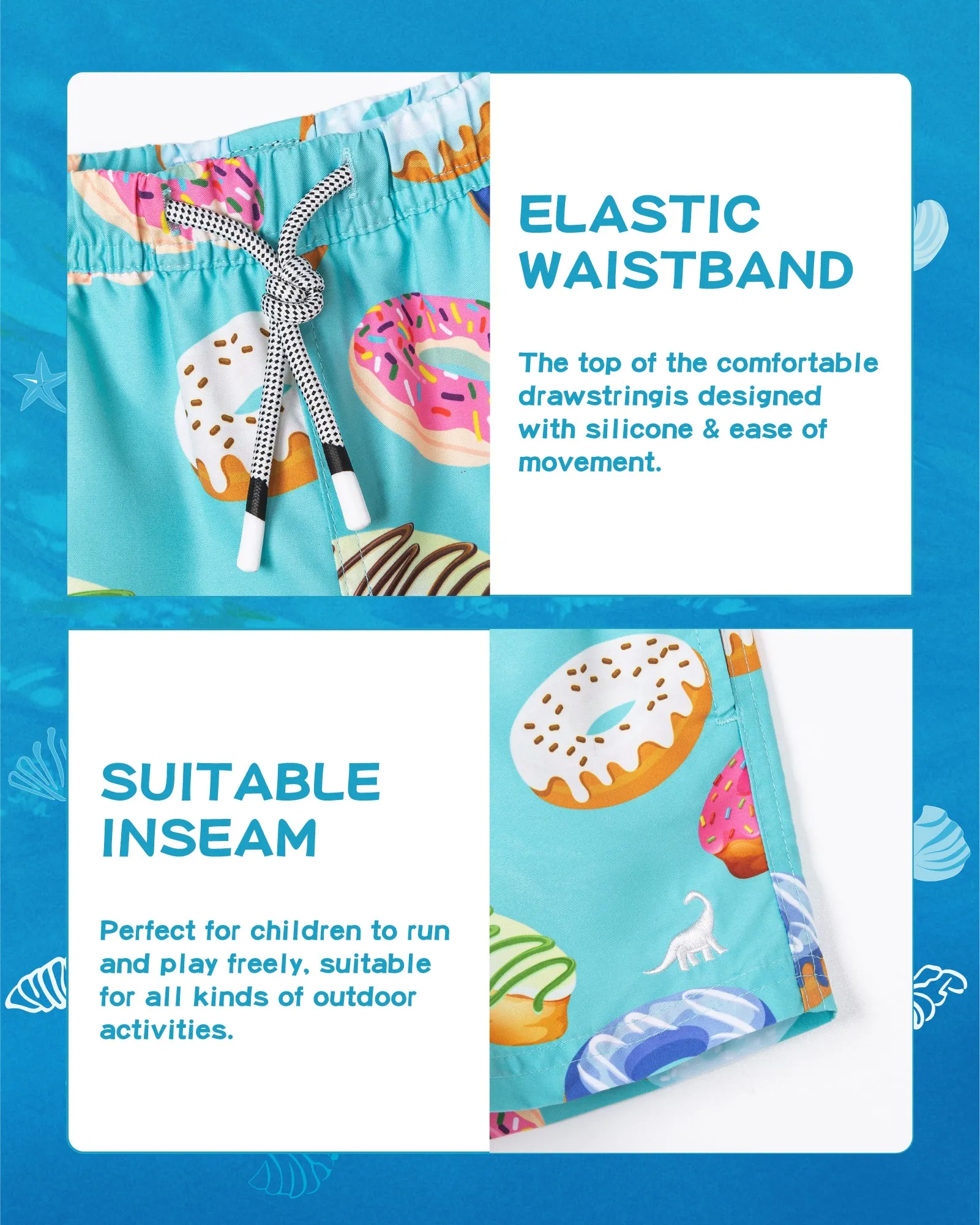 Boys Quick Dry Chemical Free Mesh Swim Trunks With Pockets