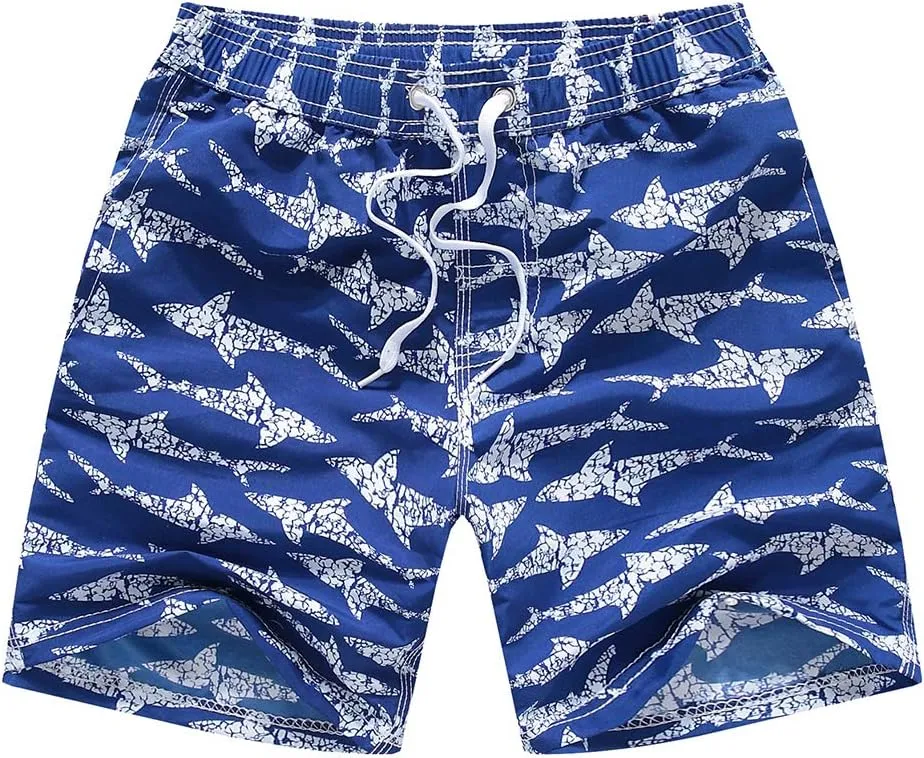 Boys Swim Trunks, Quick Dry Beach Swim Shorts Little Boys Bathing Suit Swimsuit with Mesh Lining, 3-14 Years